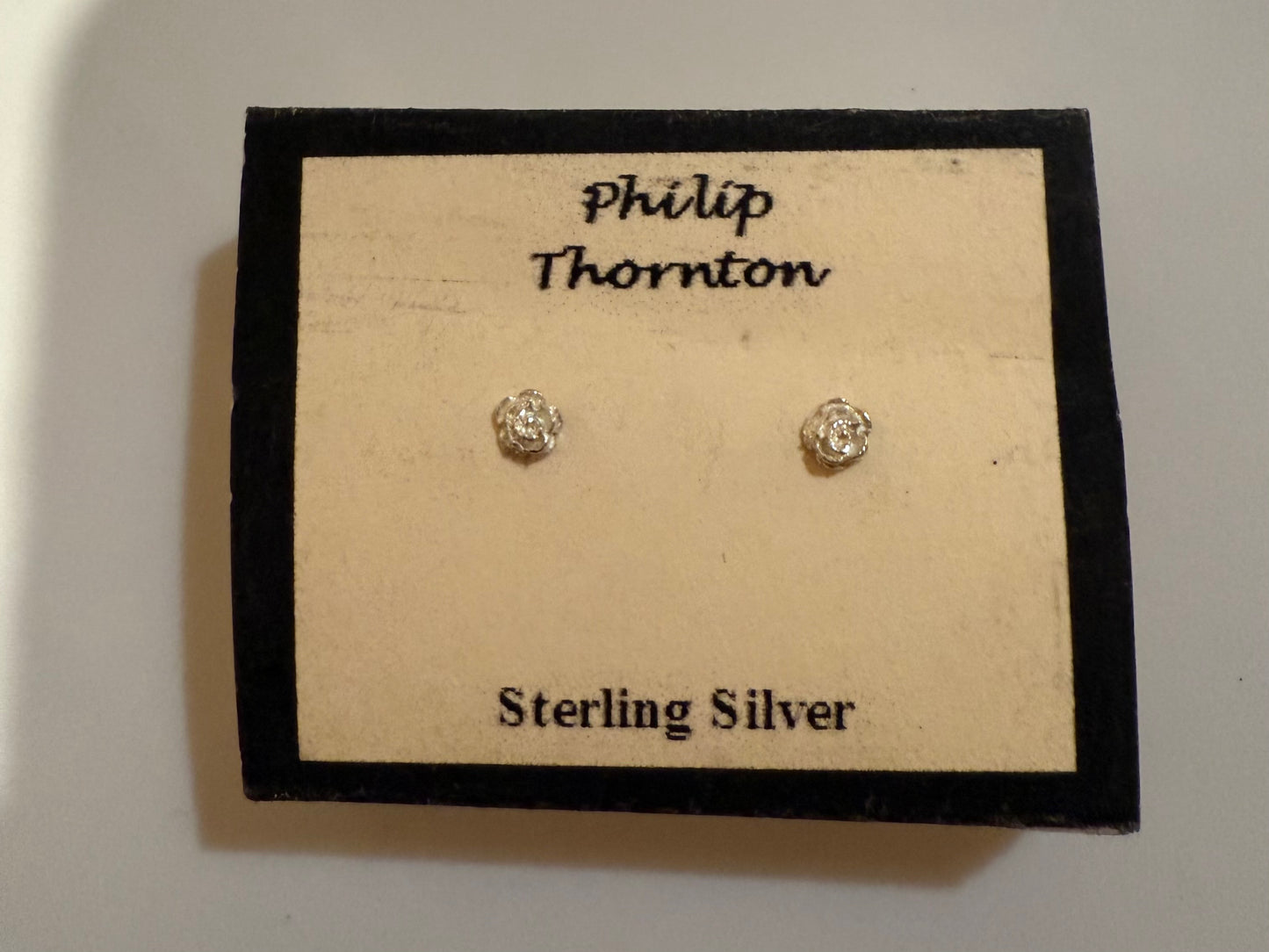 Tiny 2mm Sterling Silver Rose Ear Rings