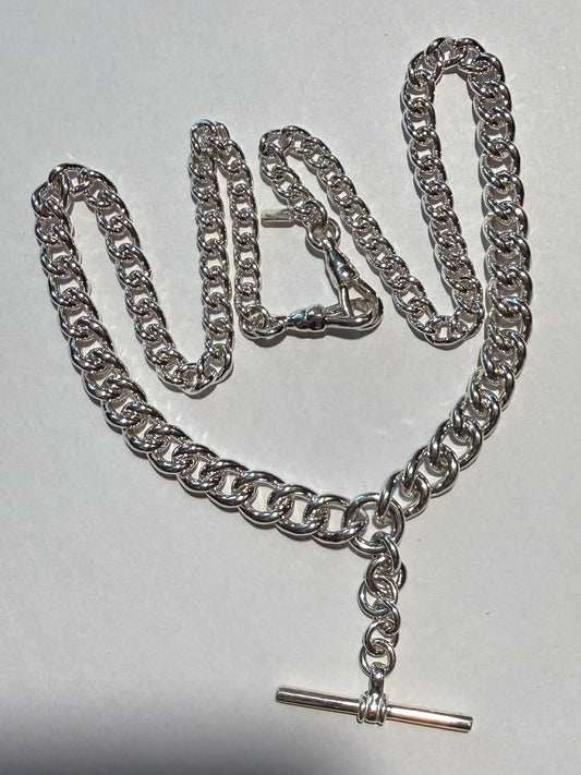 Sterling Silver Fob Necklace: Graduated Curb