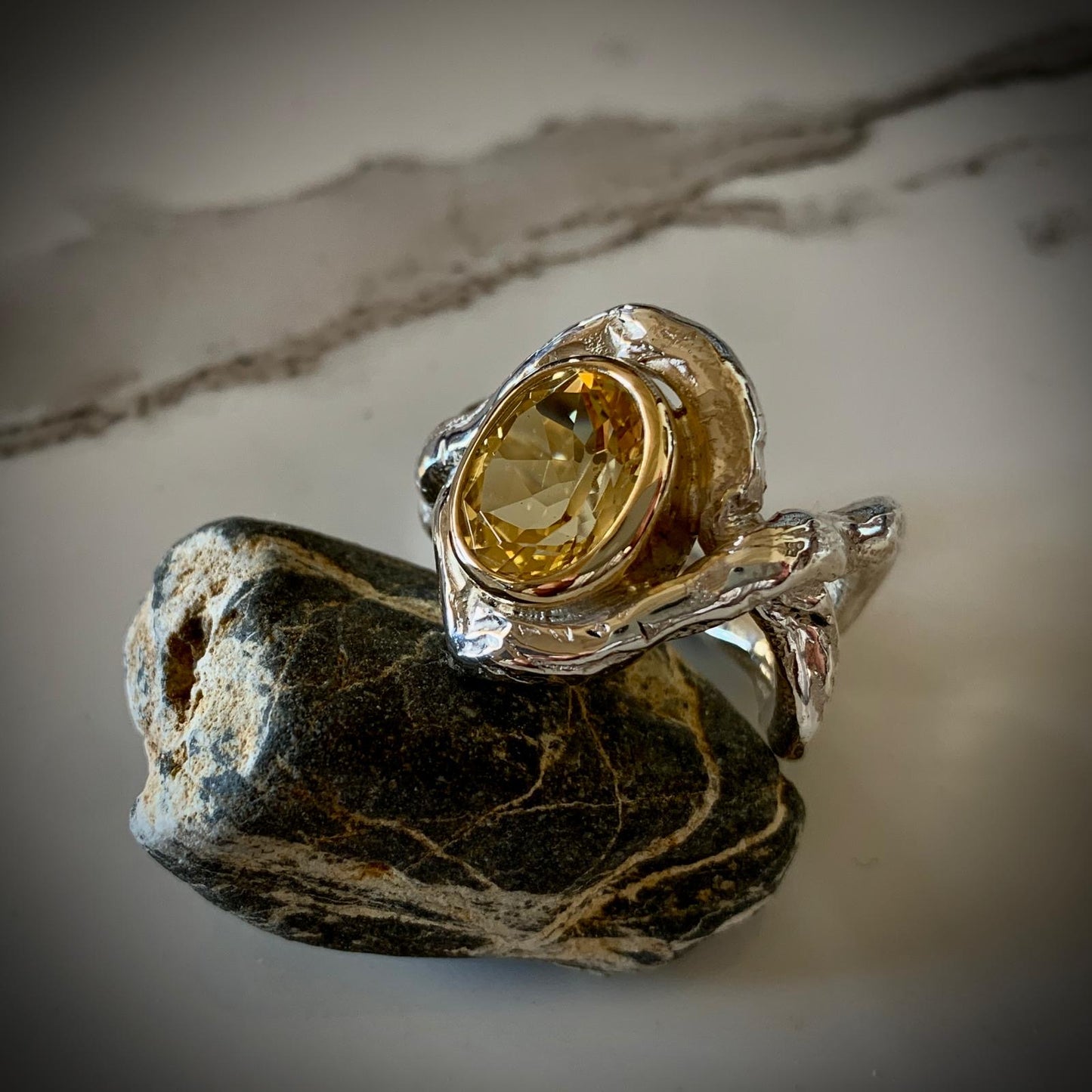Natural Citrine Statement Ring