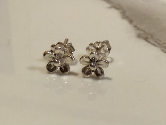 Tiny 50mm Sterling Silver Flower Ear Rings
