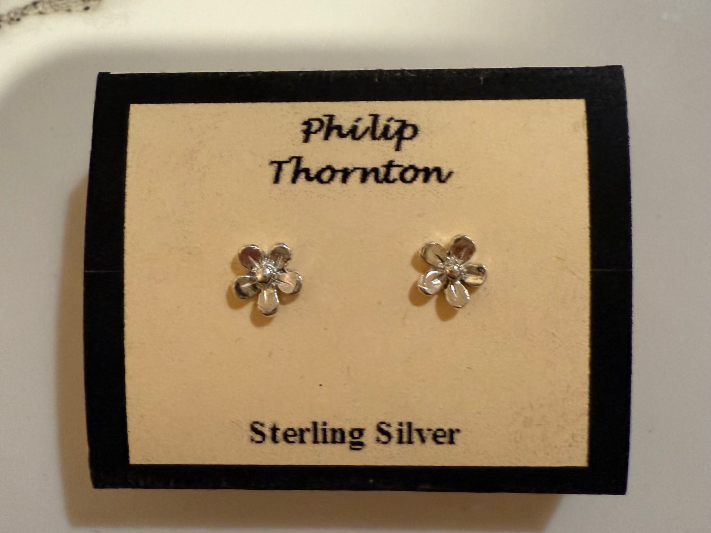 Tiny 50mm Sterling Silver Flower Ear Rings
