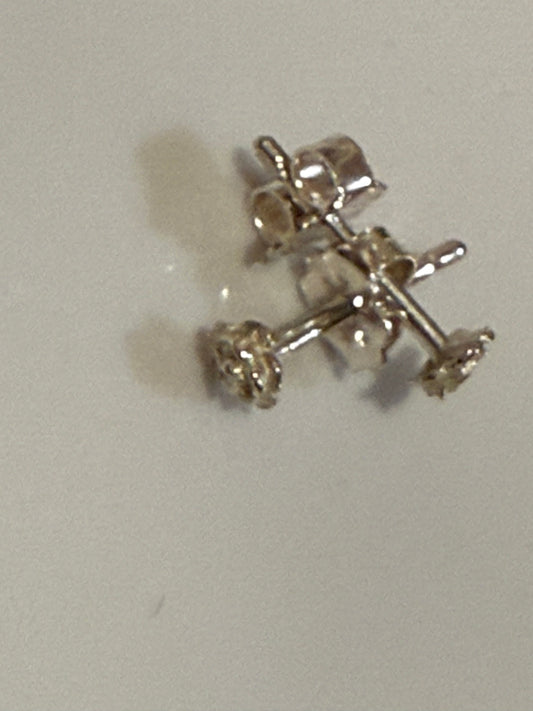 Tiny 2mm Sterling Silver Rose Ear Rings