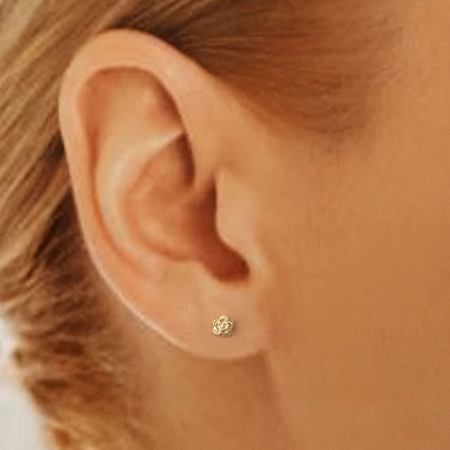 Tiny 2mm Sterling Silver Rose Ear Rings