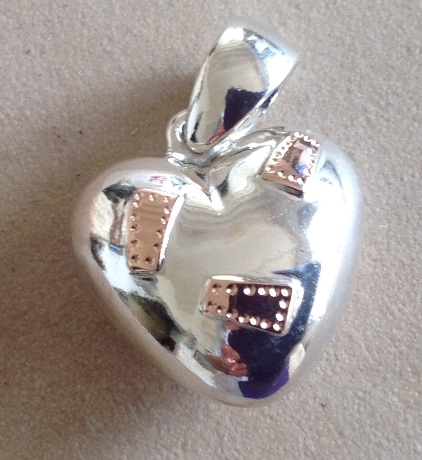 Puff Heart Pendant with Rose Gold Patches