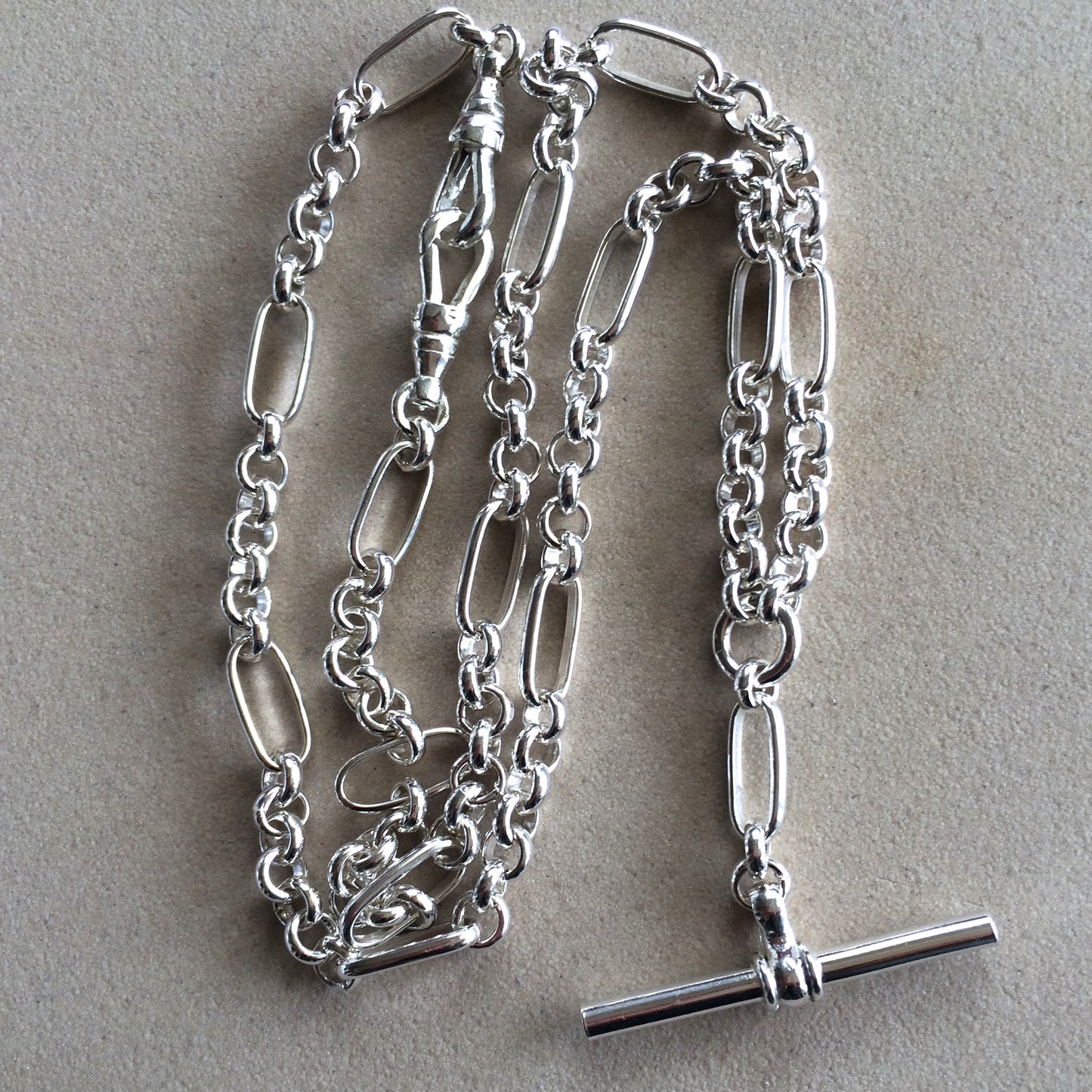 Sterling Silver Fob Necklace 7+1 Belcher 50cm.