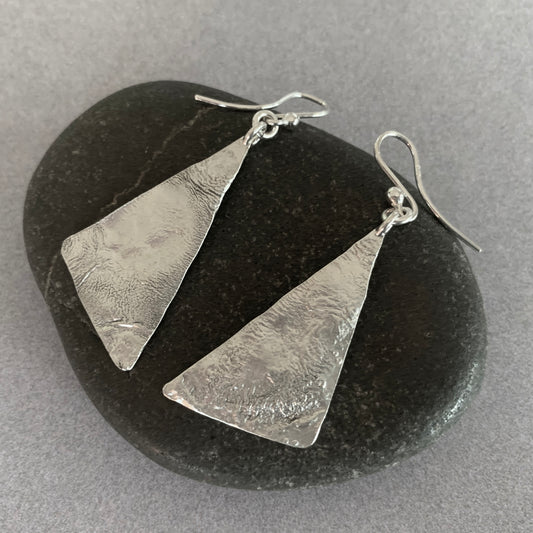 Ear Ring Sterling Silver Triangle Drops