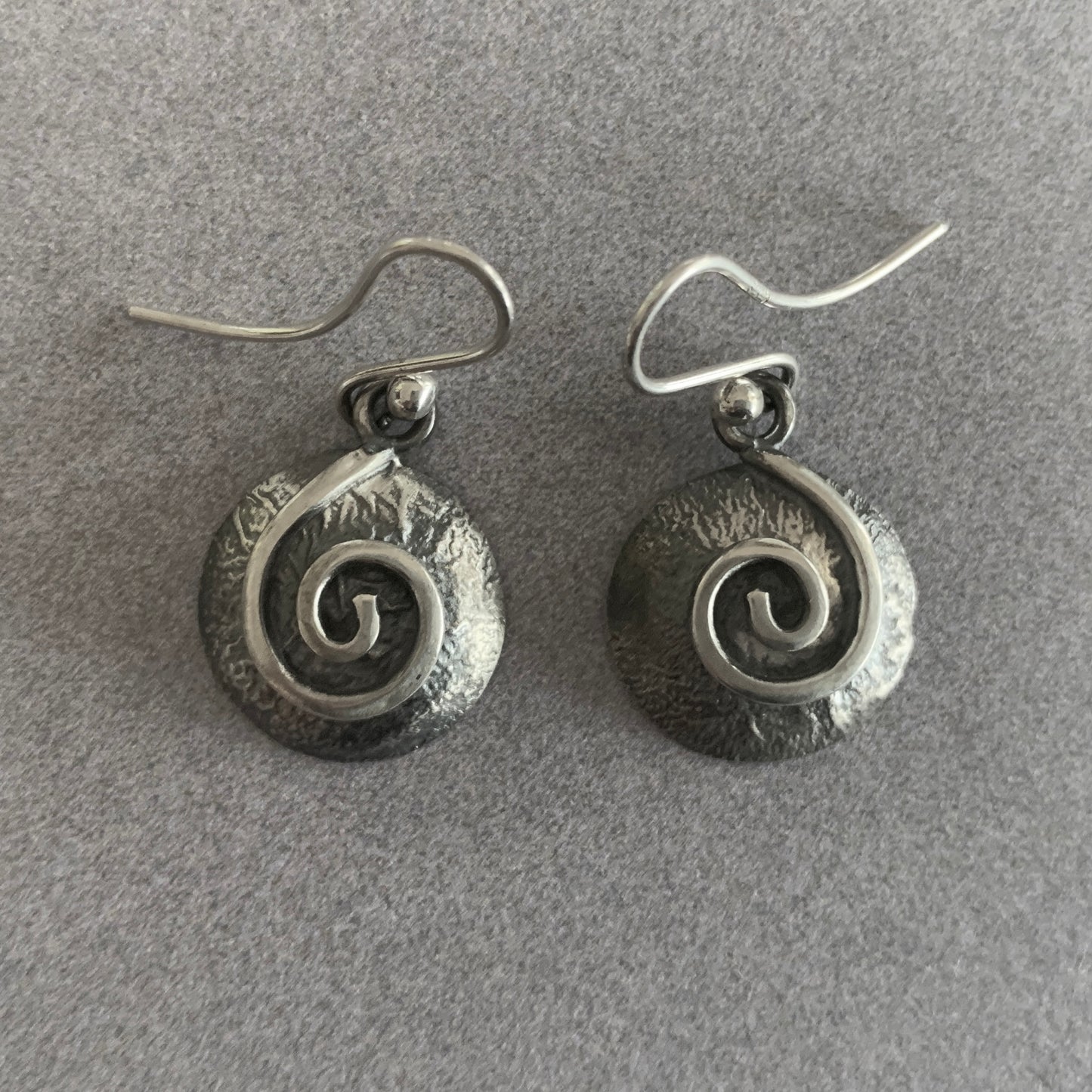 Ear Ring Oxidised Koru