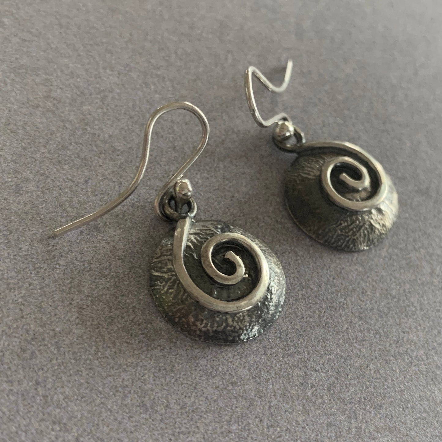 Ear Ring Oxidised Koru