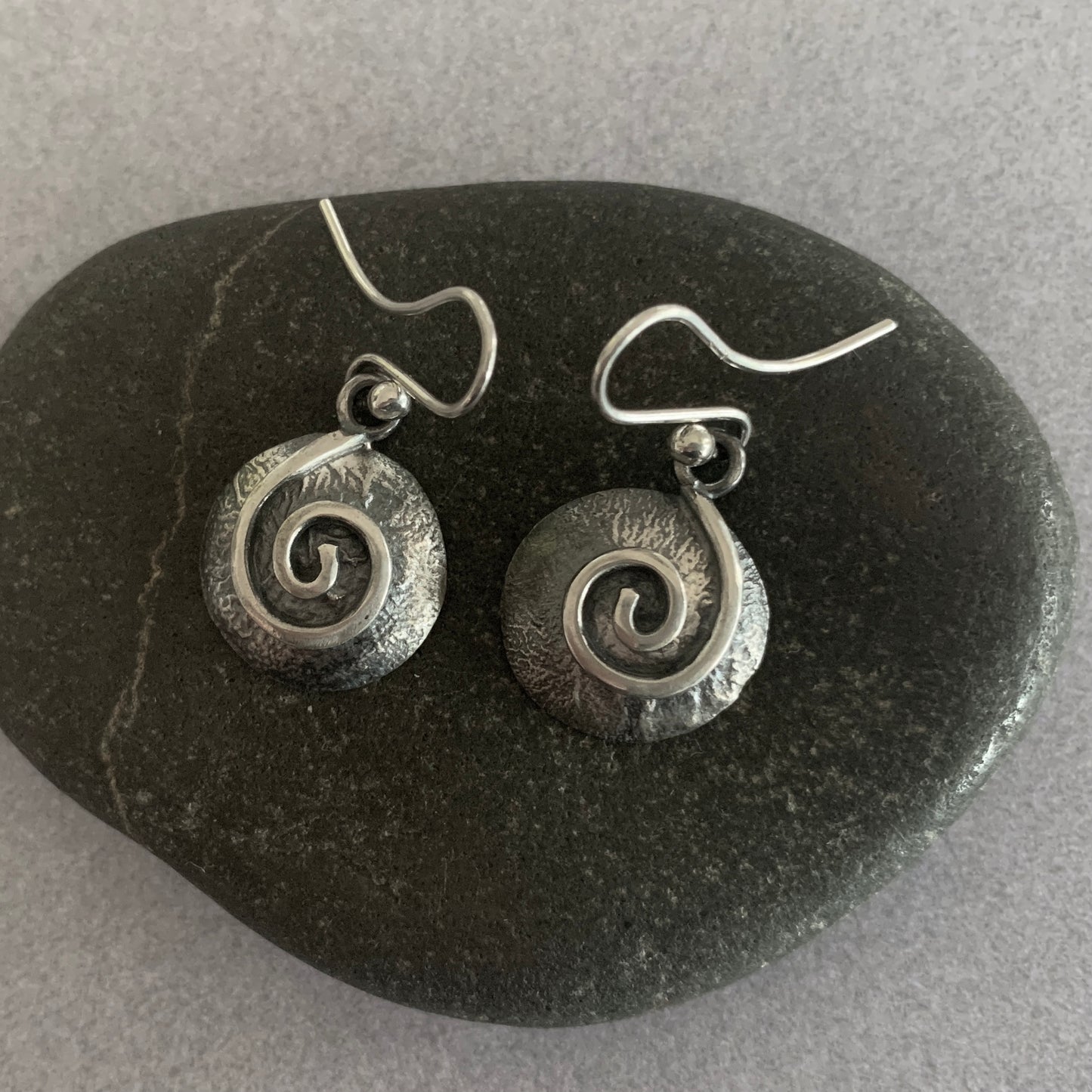 Ear Ring Oxidised Koru