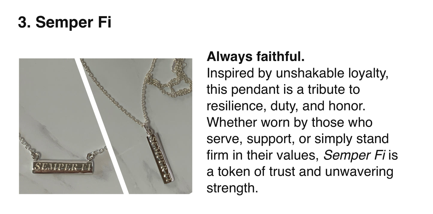 Sterling Silver Words to Wear Pendant Semper Fi
