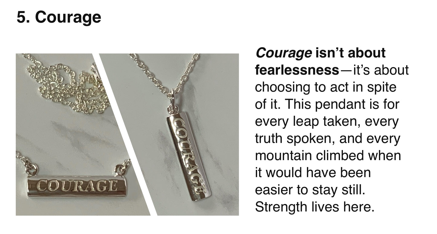 Sterling Silver Words to Wear Pendant Courage
