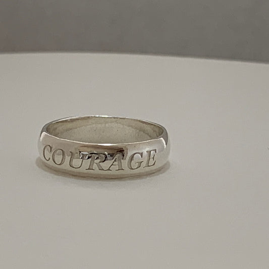 Sterling Silver Words to Wear Ring Courage
