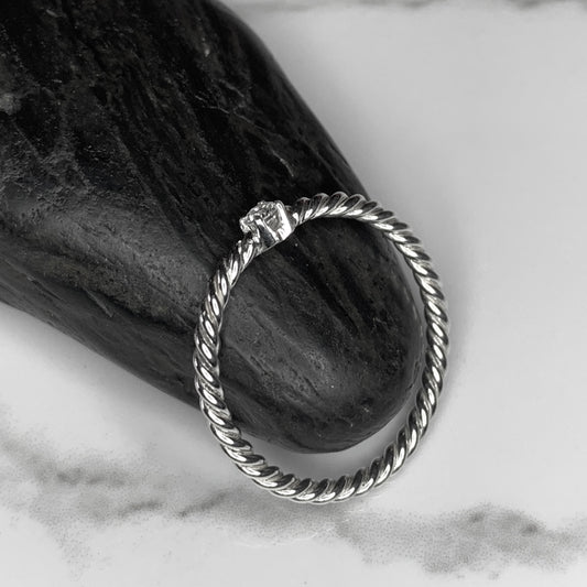 Solitaire Ring with 2.5mm, 0.06ct. Diamond on rope band