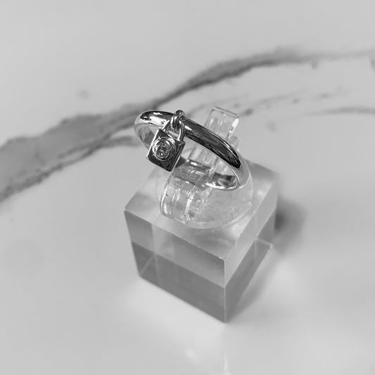 Padlock Charm Ring with 2.5mm, 0.06ct Diamond