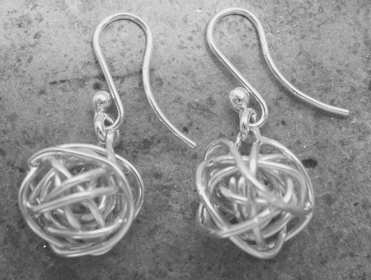 Sterling Silver Ball of Life drop earrings