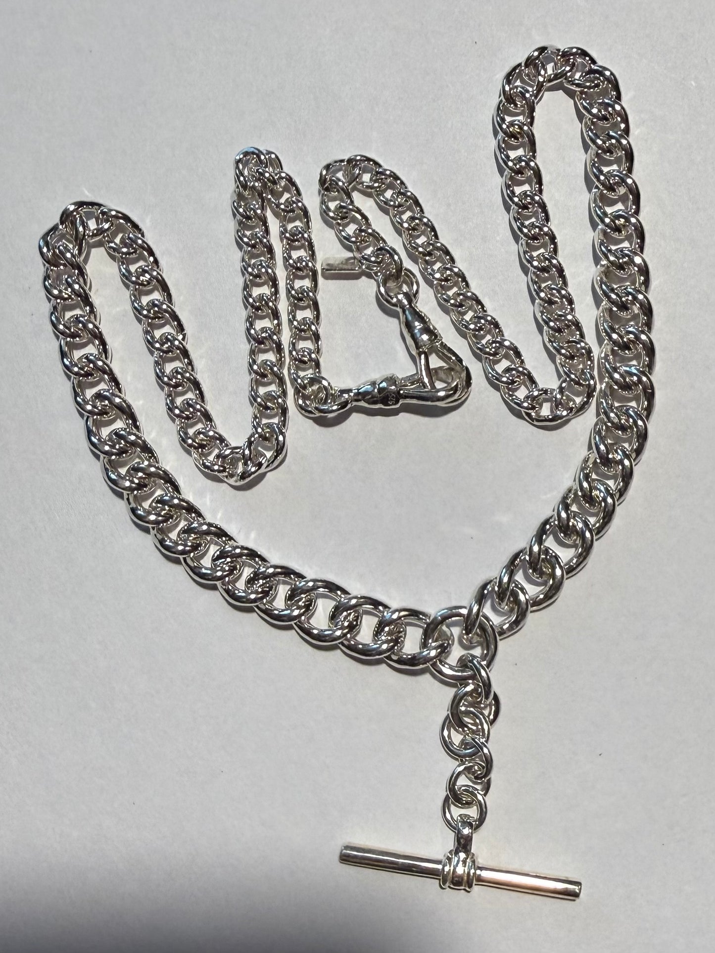 Sterling Silver Fob Necklace: Graduated Curb