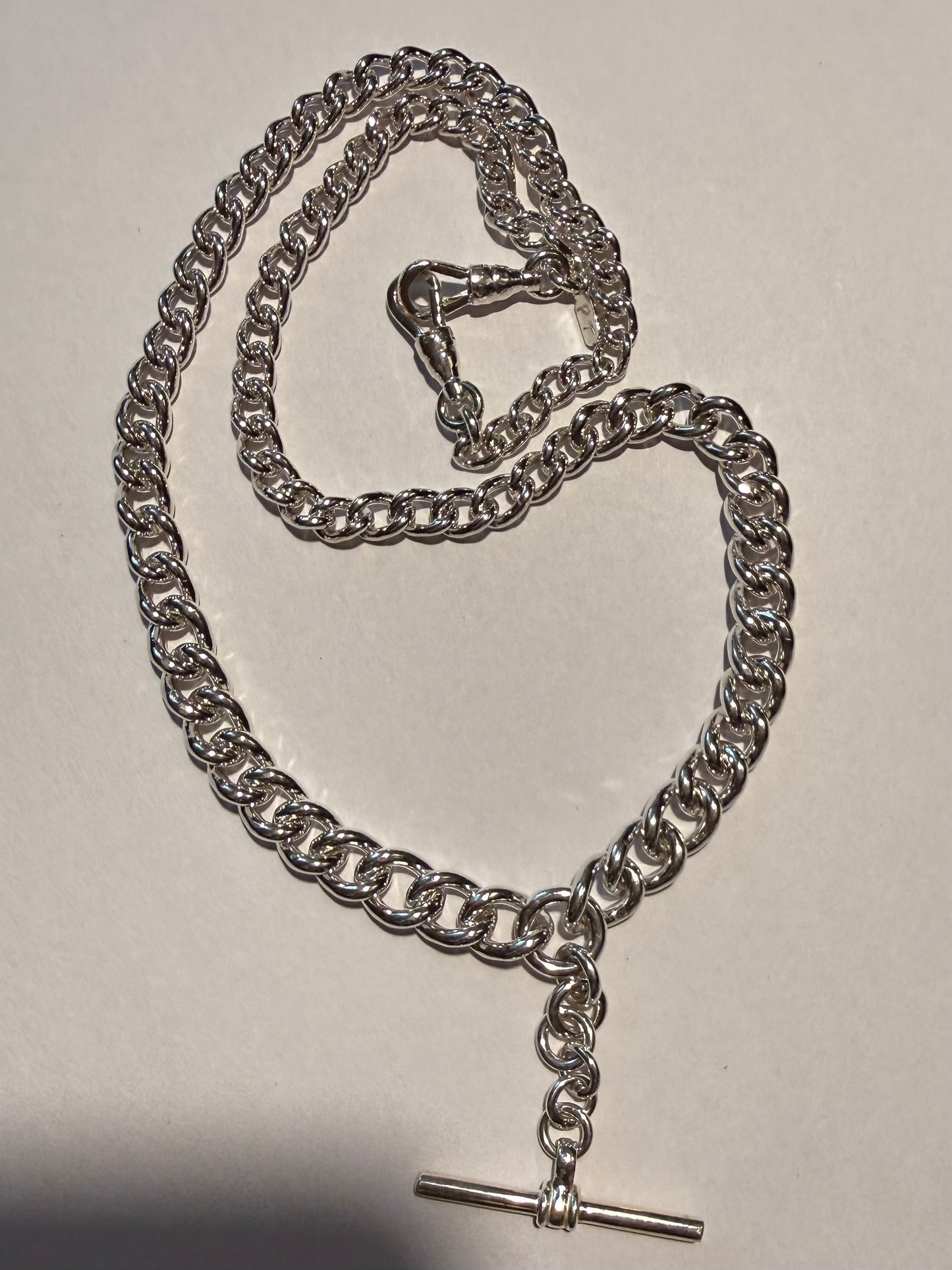 Sterling Silver Fob Necklace: Graduated Curb