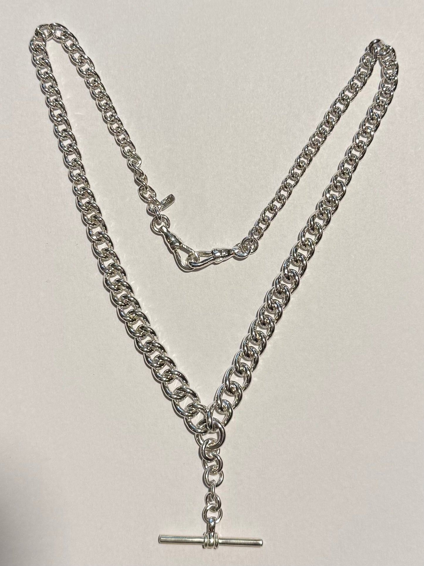 Sterling Silver Fob Necklace: Graduated Curb