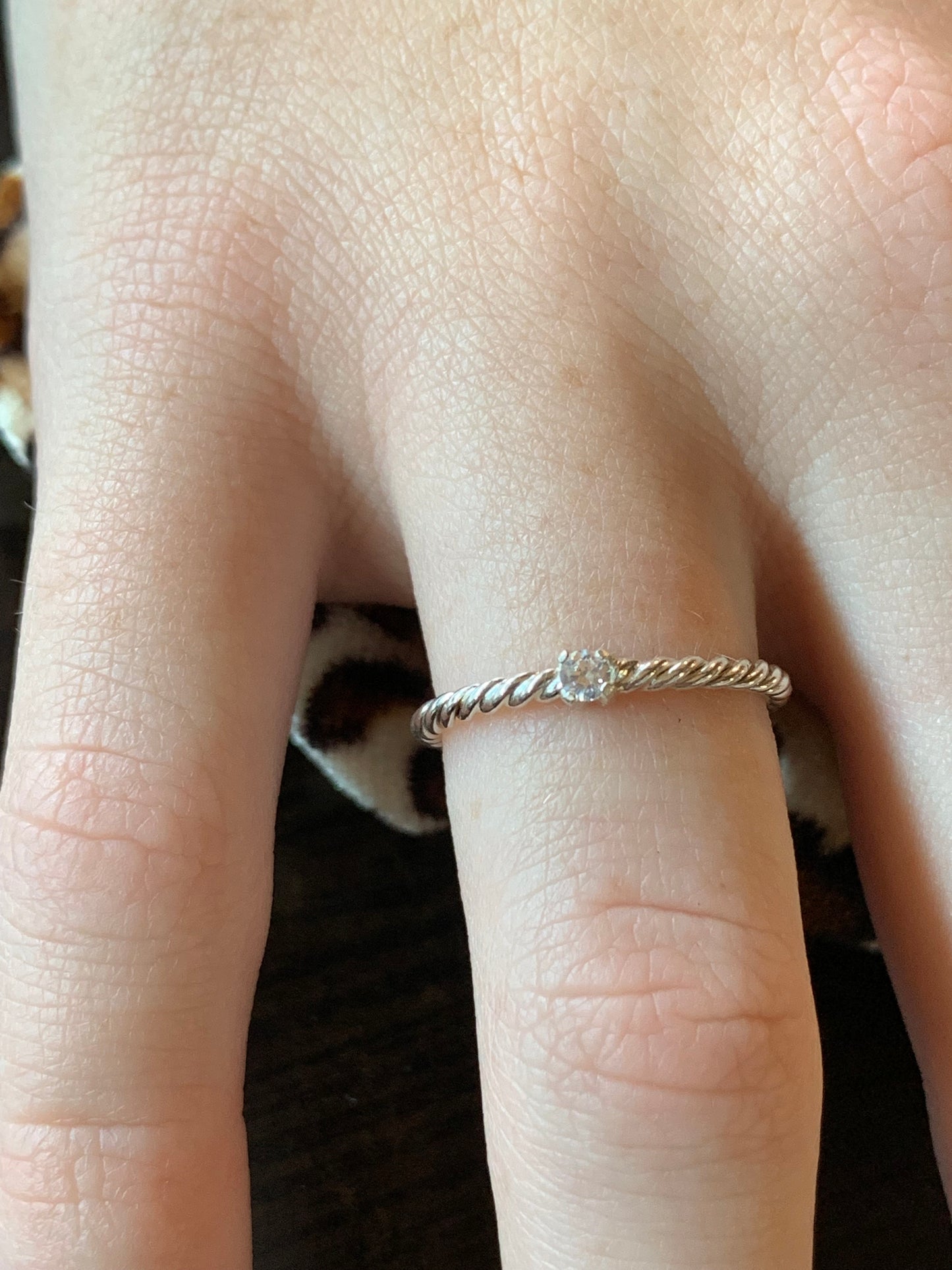 Stacker Ring High Shine Rope ring with solitaire CZ
