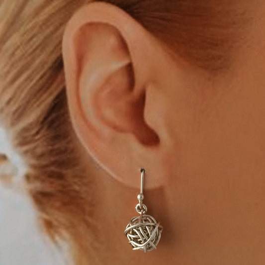 Sterling Silver Ball of Life drop earrings