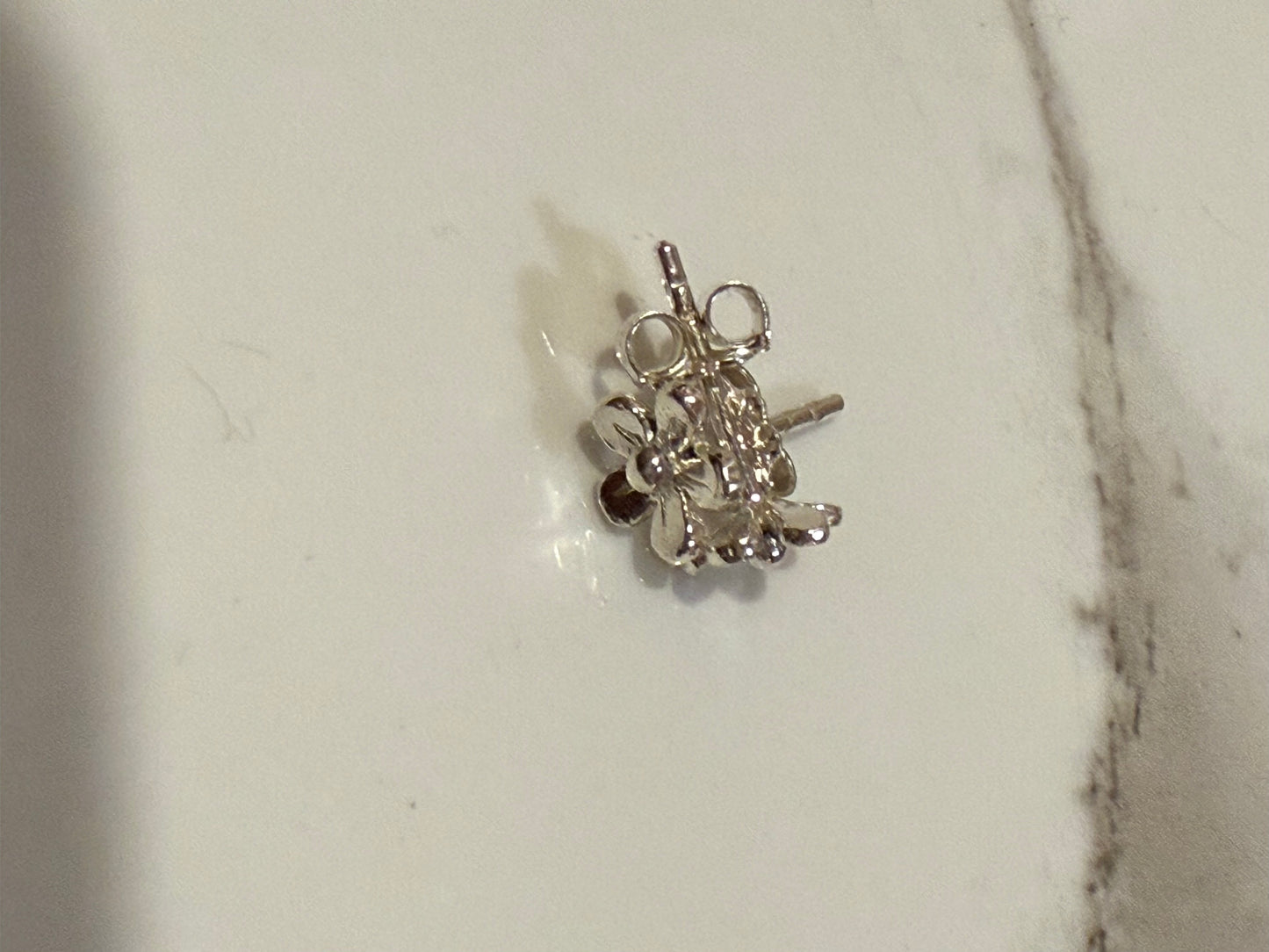 Tiny 50mm Sterling Silver Flower Ear Rings