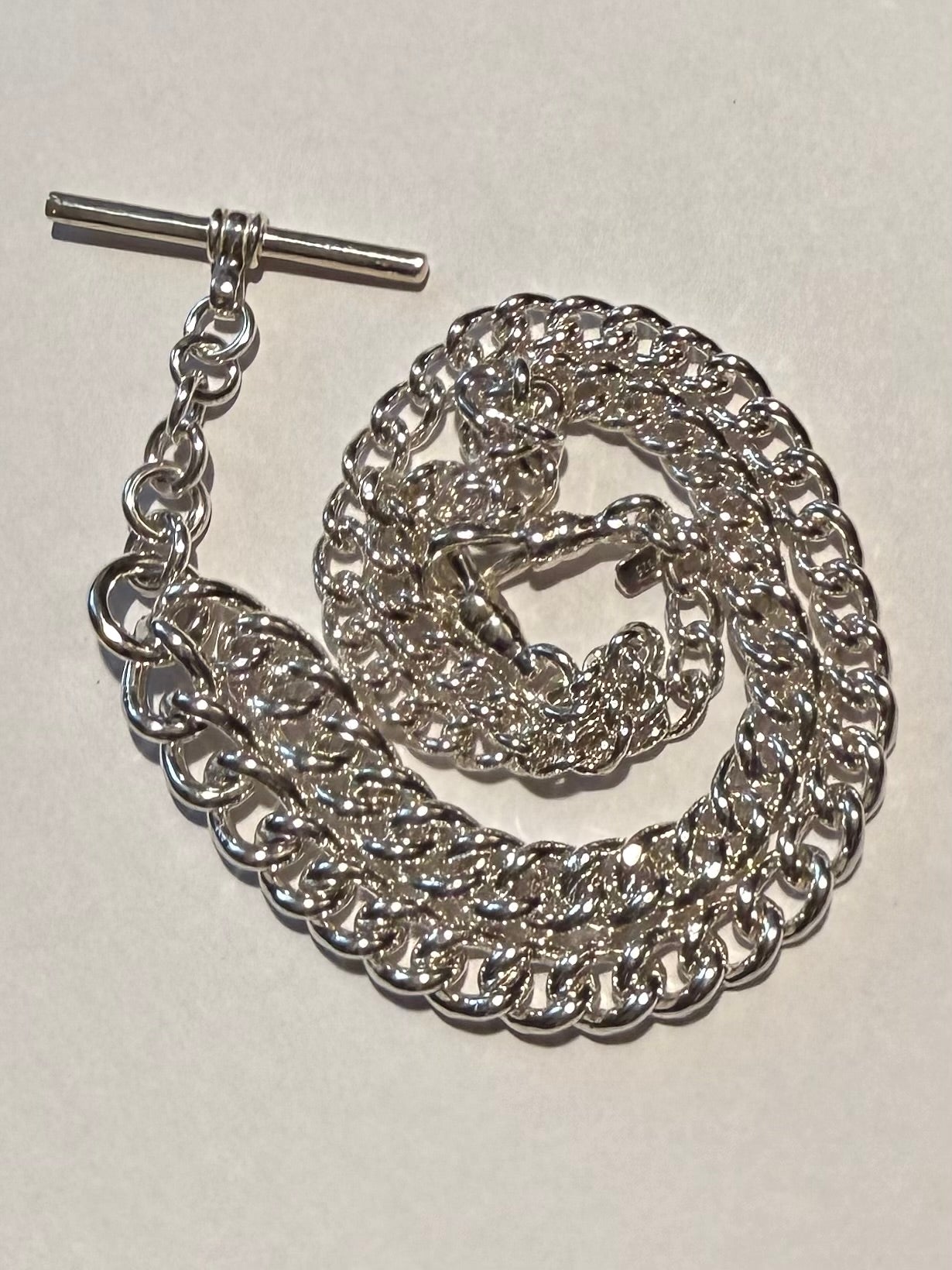 Sterling Silver Fob Necklace: Graduated Curb