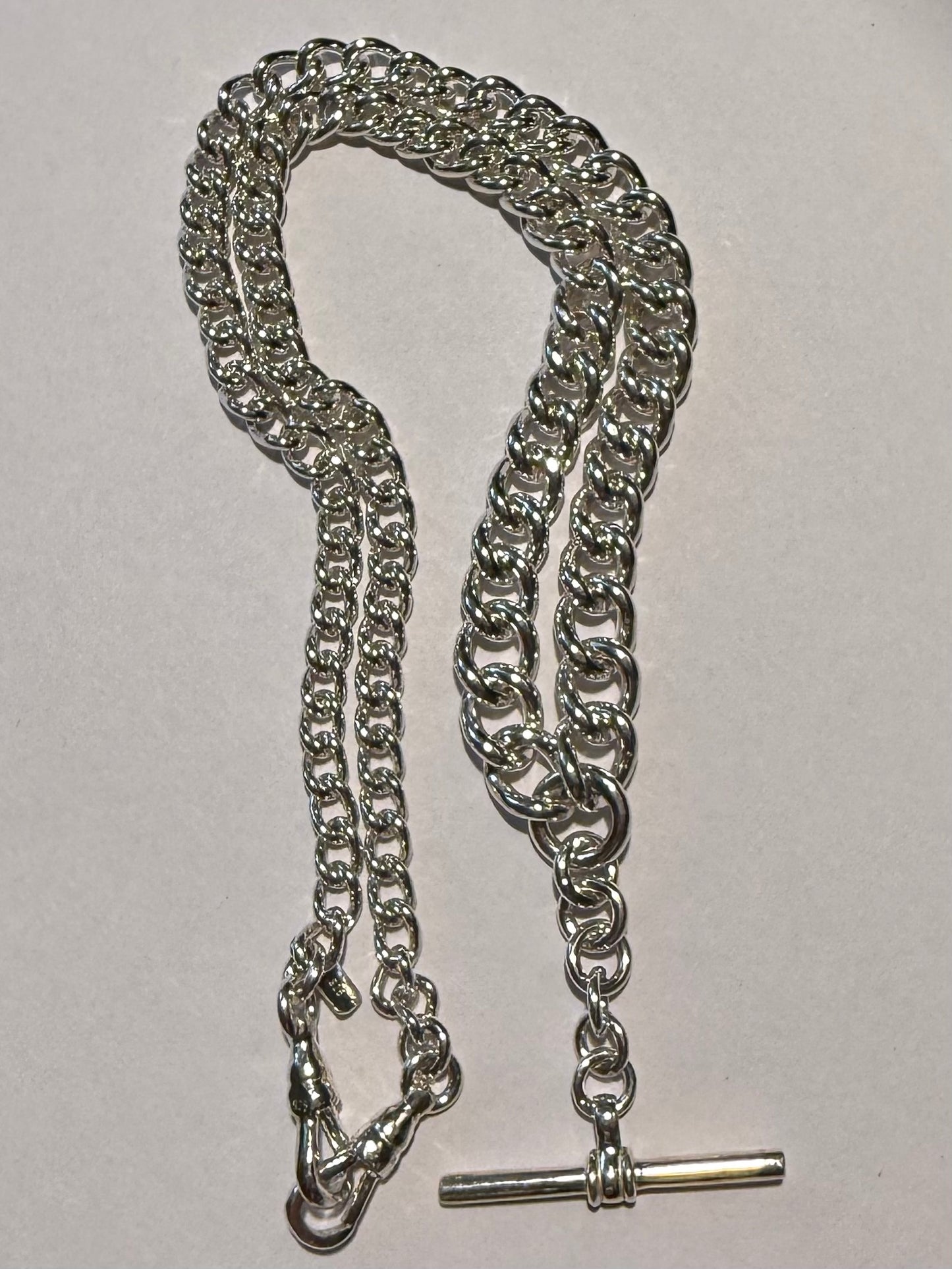 Sterling Silver Fob Necklace: Graduated Curb
