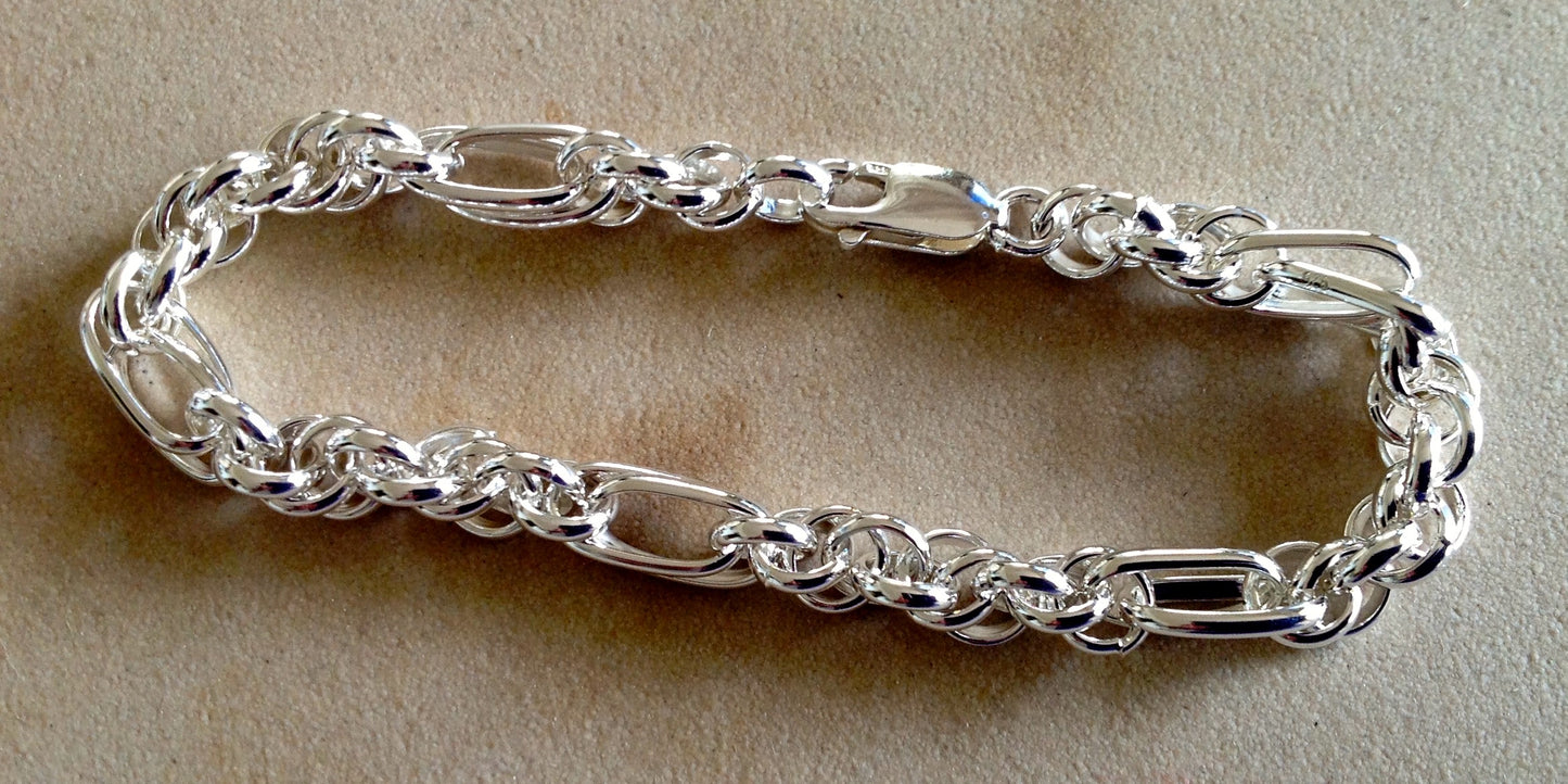 Sterling Silver Fancy Rope Bracelet.