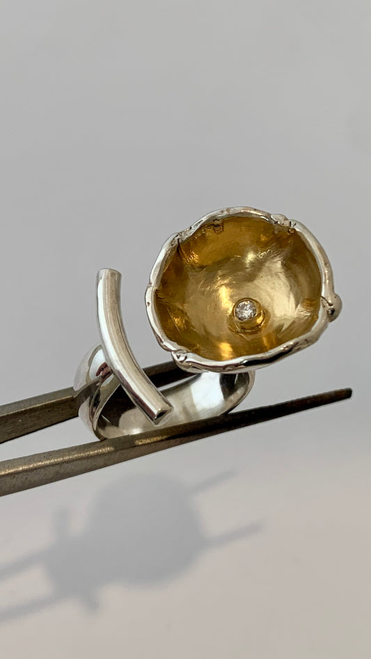 Sterling & 18kt Vermeil Double ended Ring