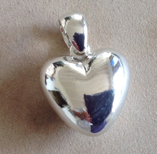 Puff Heart Pendant on 50cm Hand Made Cable Chain