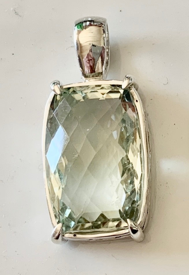 Green Amethyst Pendant set in Sterling Silver