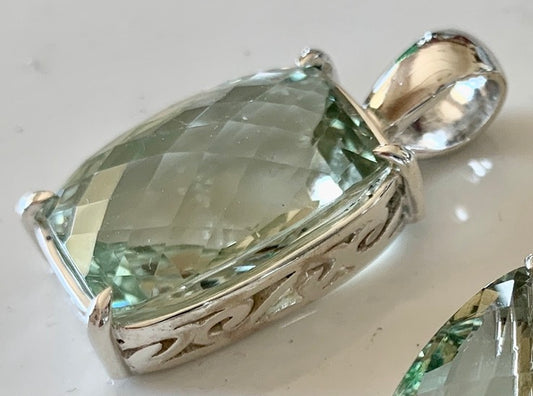 Green Amethyst Pendant set in Sterling Silver