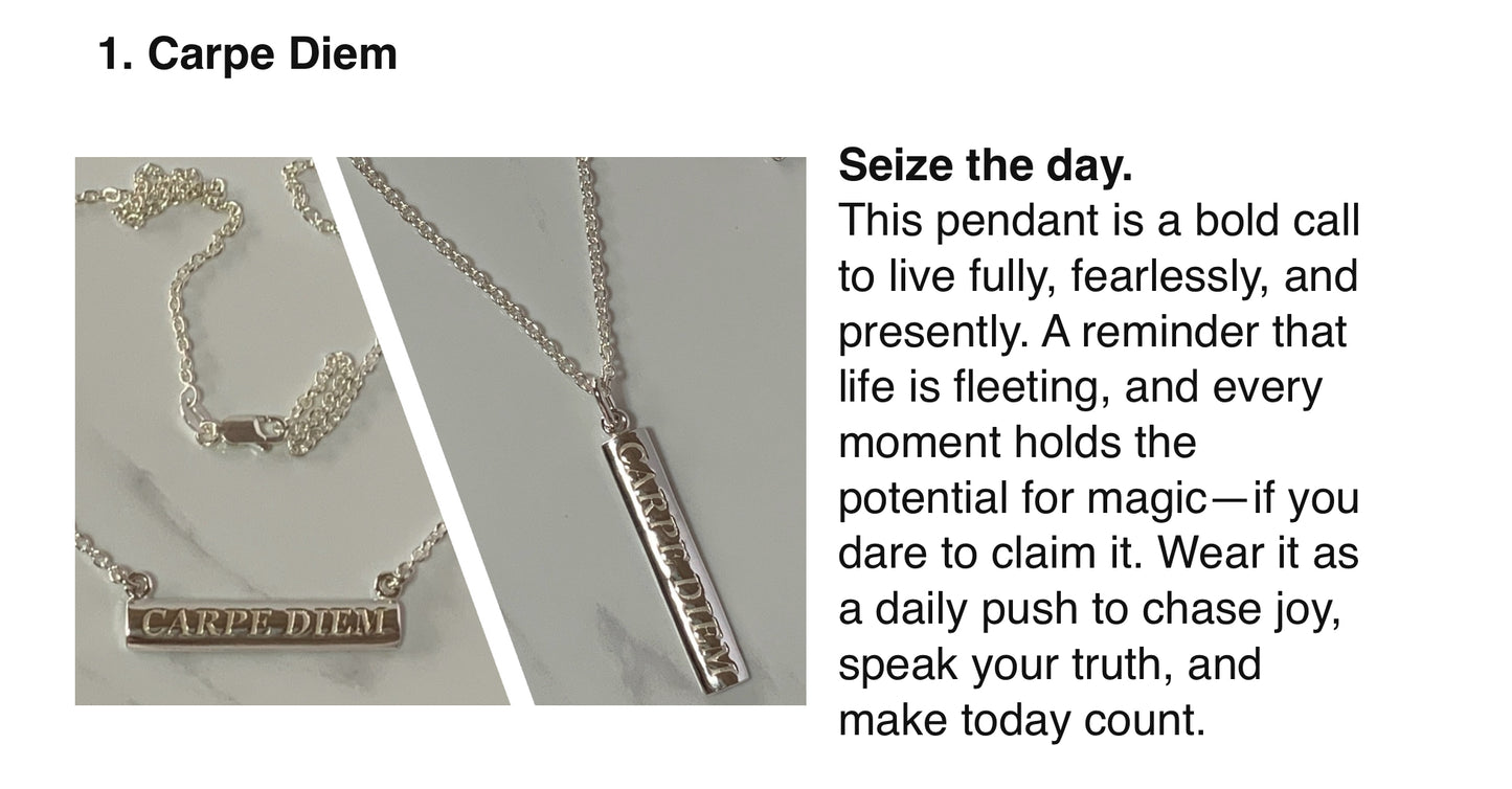 Sterling Silver Words to Wear Pendant Carpe Diem