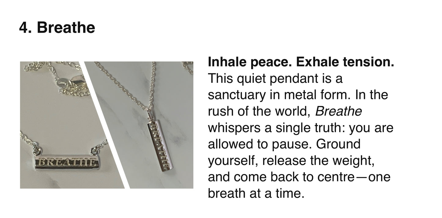 Sterling Silver Words to Wear Pendant Breathe