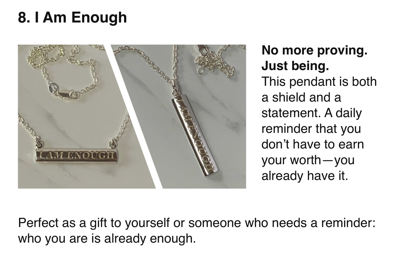 Sterling Silver Words to Wear Pendant I am enough