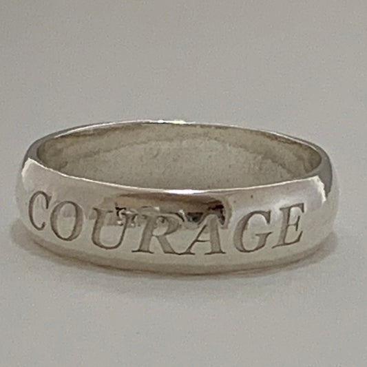 Sterling Silver Words to Wear Ring Courage