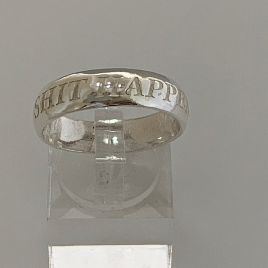 Sterling Silver Words to Wear Ring Shit Happens