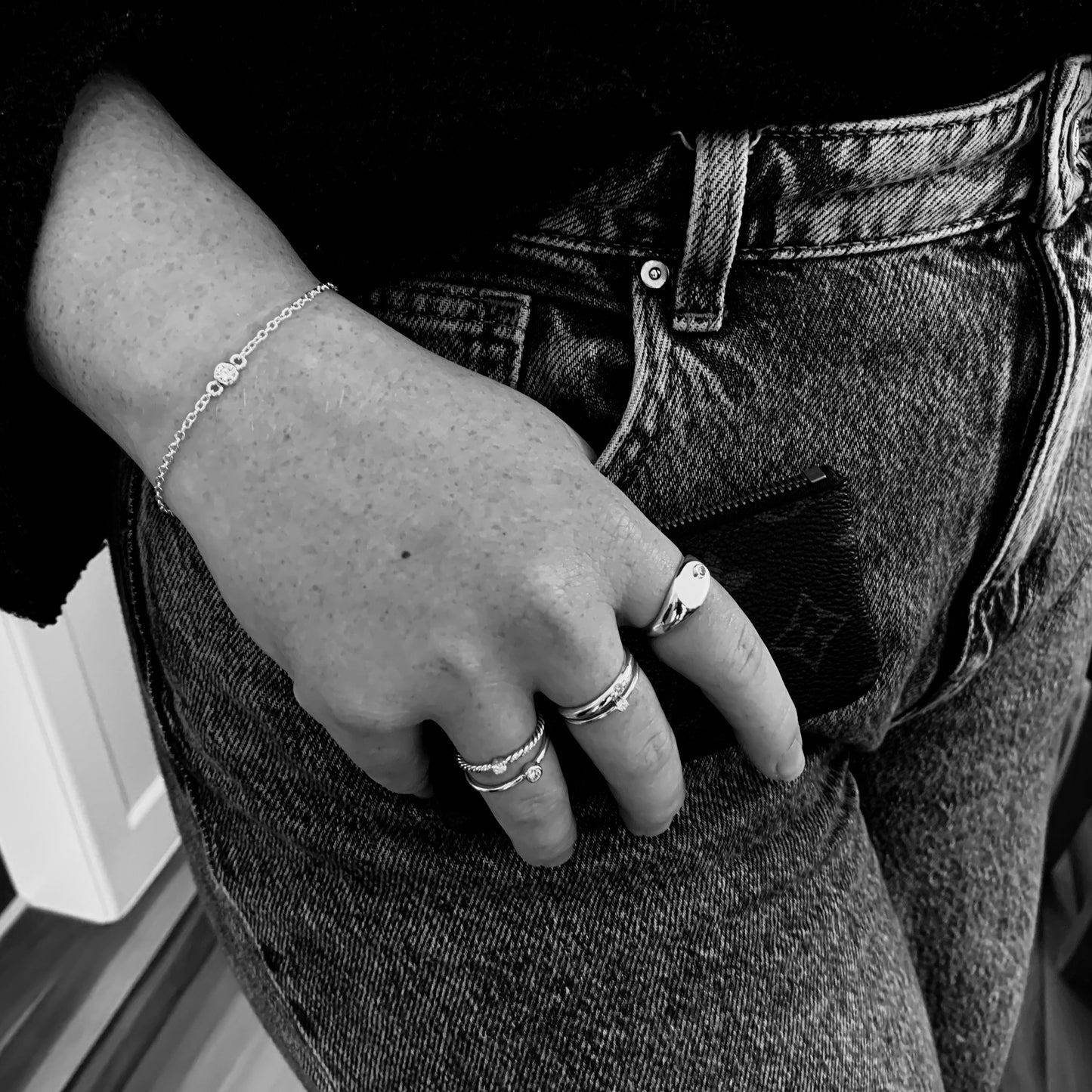 Signet Ring with 2.5mm, 0.06ct. Bezel set Diamond