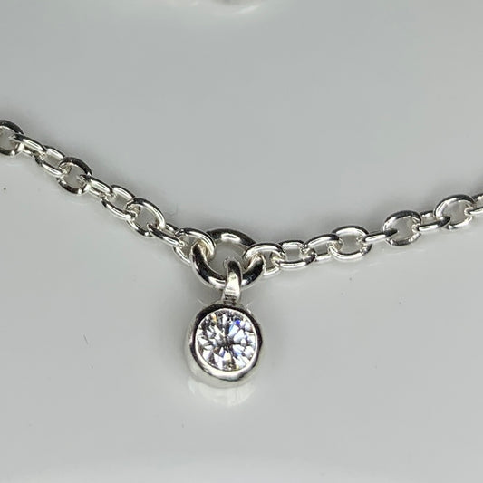 Sterling Silver Anklet with 3mm pendant Diamond