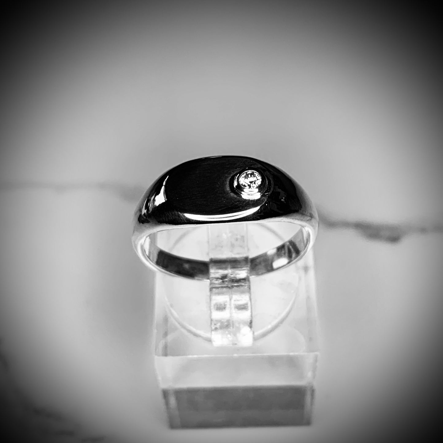 Signet Ring with 2.5mm, 0.06ct. Bezel set Diamond