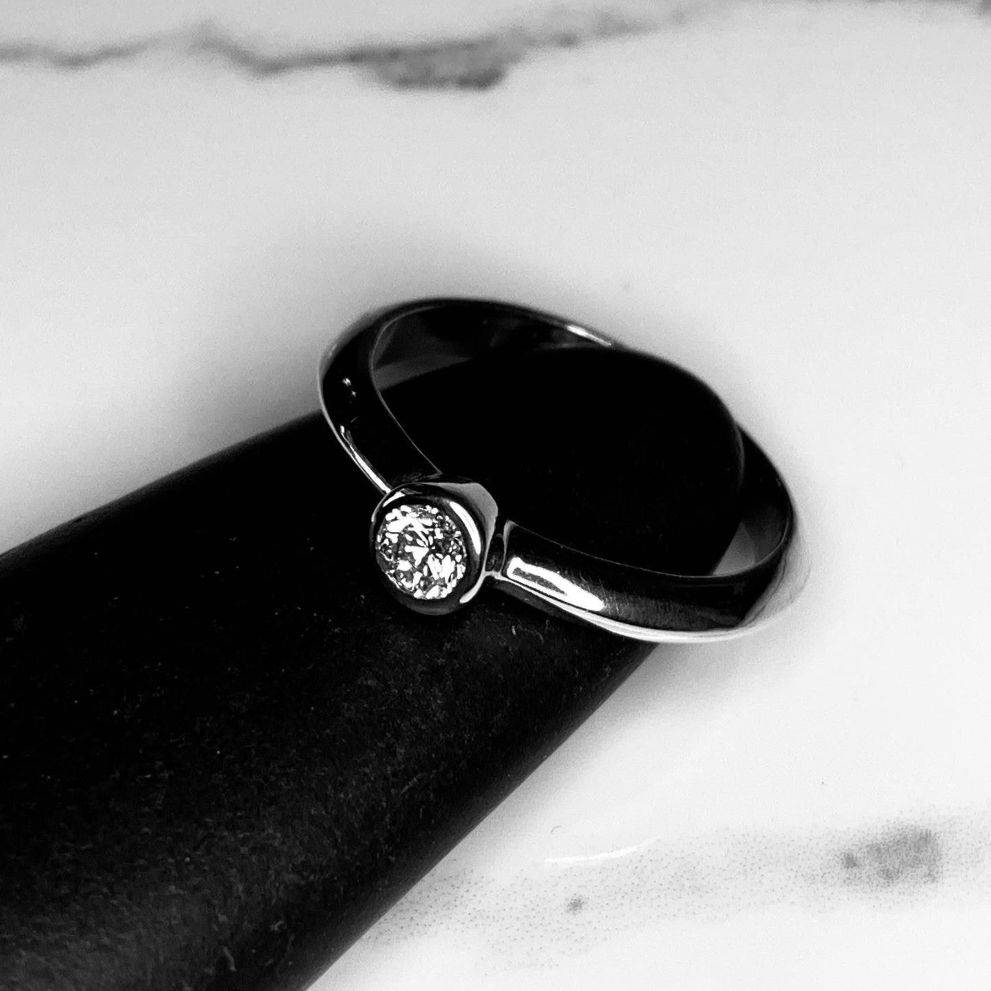 Solitaire Ring with 4mm, 0.25ct. Bezel set Diamond