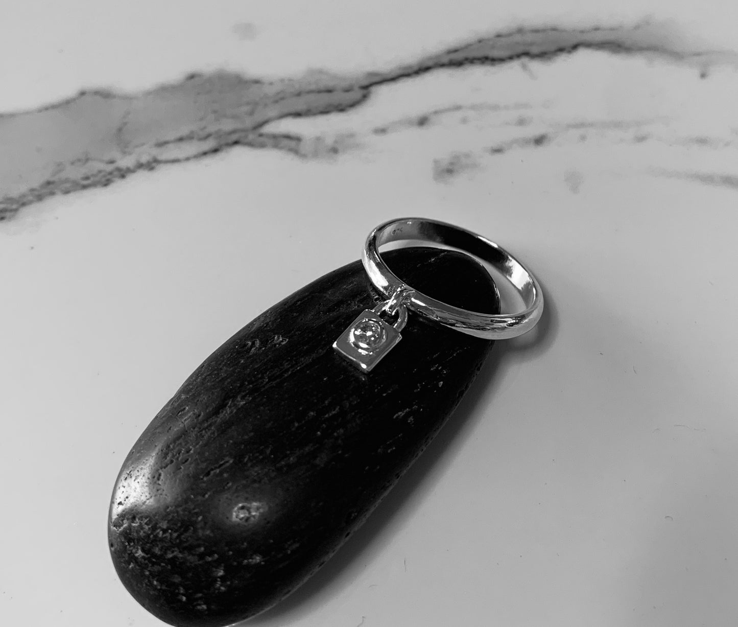 Padlock Charm Ring with 2.5mm, 0.06ct Diamond