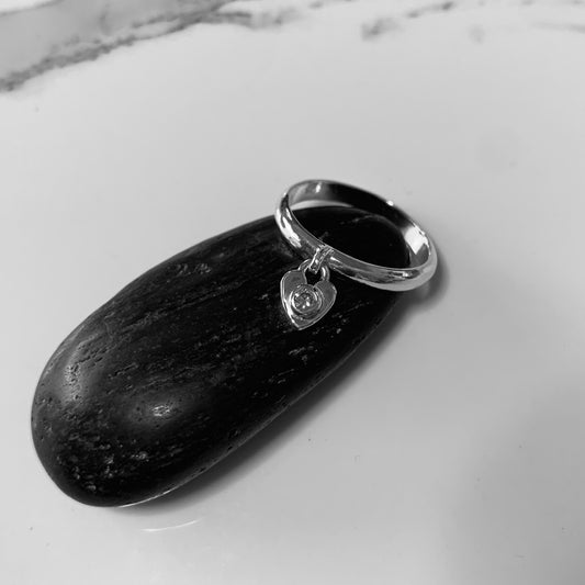 Heart Charm Ring with 2.5mm, 0.06ct Diamond