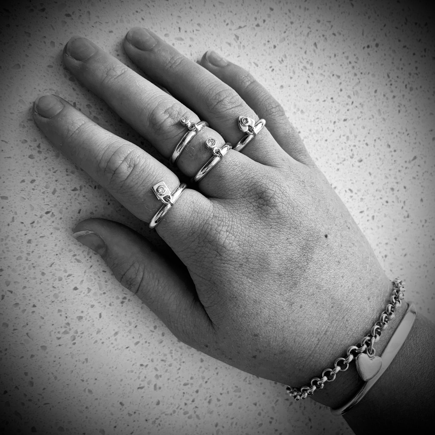 Padlock Charm Ring with 2.5mm, 0.06ct Diamond