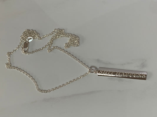 Sterling Silver Words to Wear Pendant Shit Happens