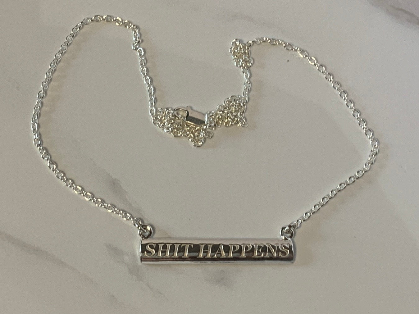 Sterling Silver Words to Wear Pendant Shit Happens
