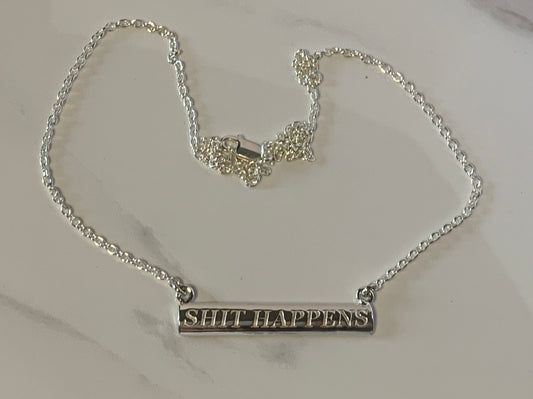 Sterling Silver Words to Wear Pendant Shit Happens