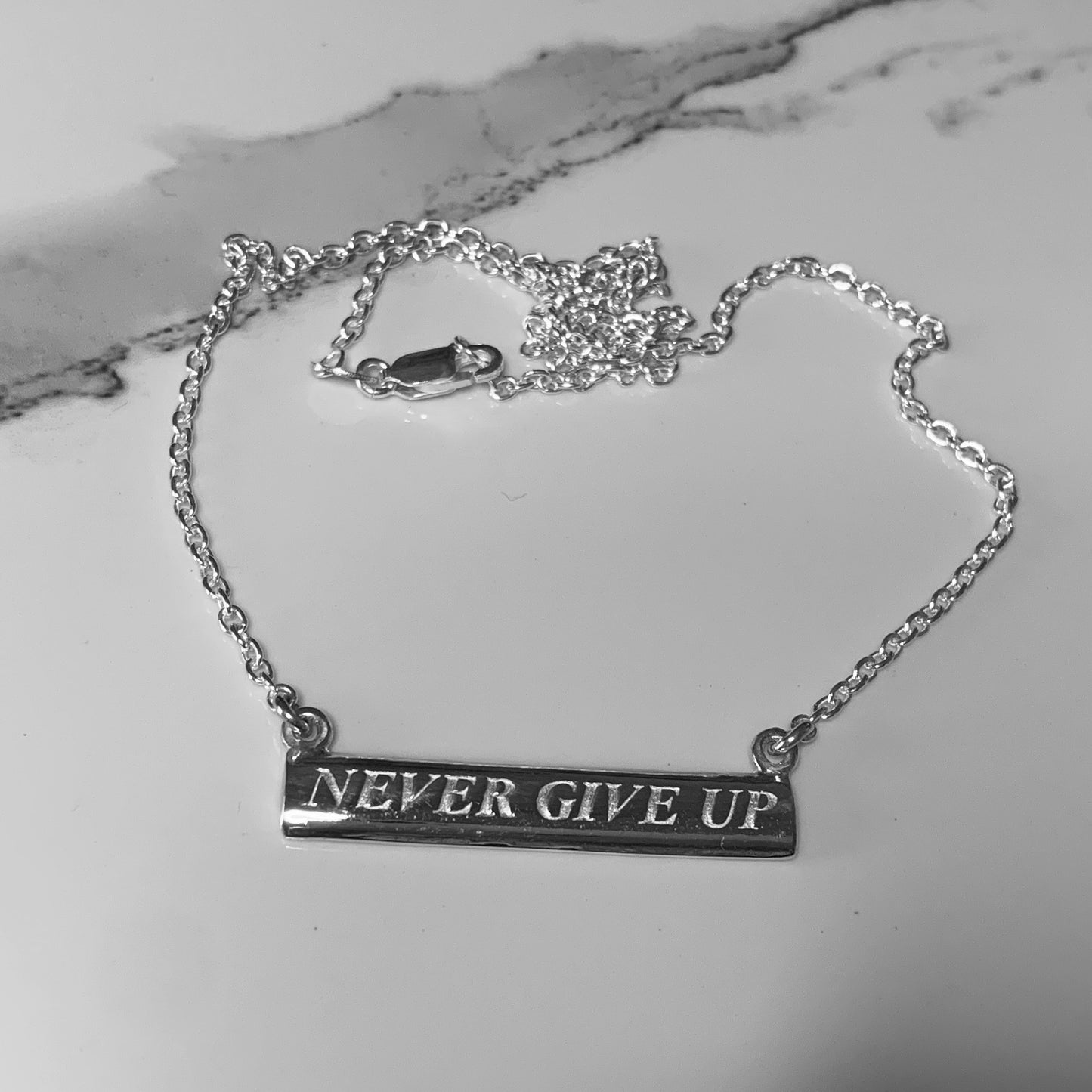 Sterling Silver Words to Wear Pendant Never Give Up